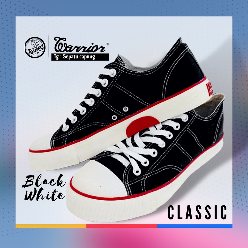 Jual Warrior Classic Black White Low With Sock | Shopee Indonesia