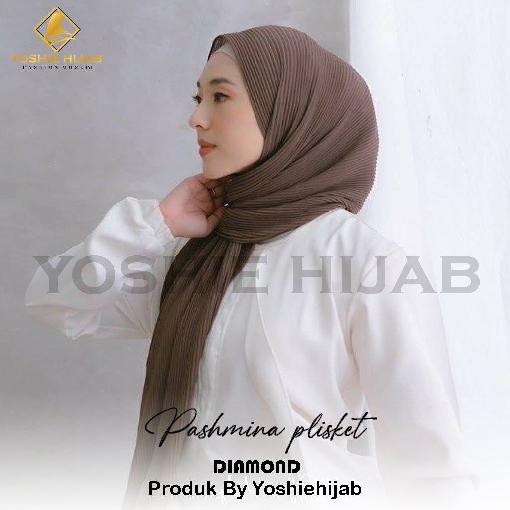 Pashmina Plisket 180x75 Diamond Full Lidi Tanpa Garis Tengah