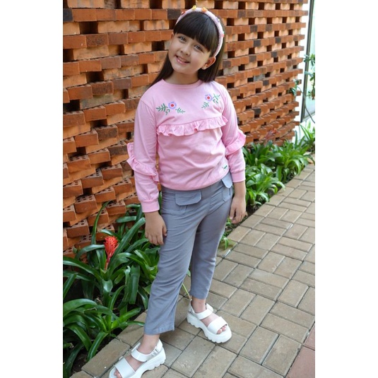 SETELAN ANAK PEREMPUAN BIG BUGS Linen and Ramie Ruffleset