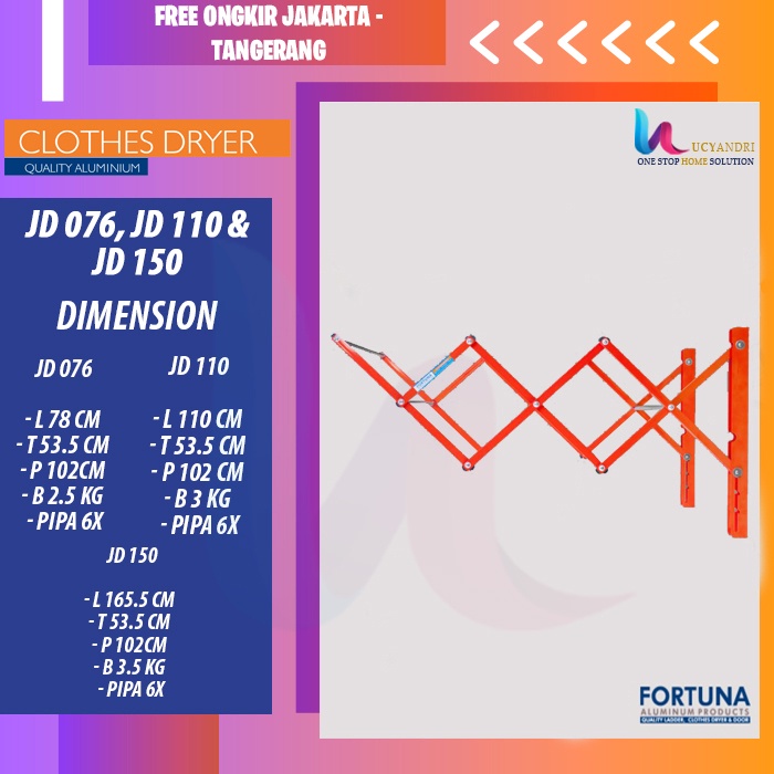 Jemuran Dinding Jemuran Handuk Fortuna - 150 Cm, Biru FREE ONGKIR