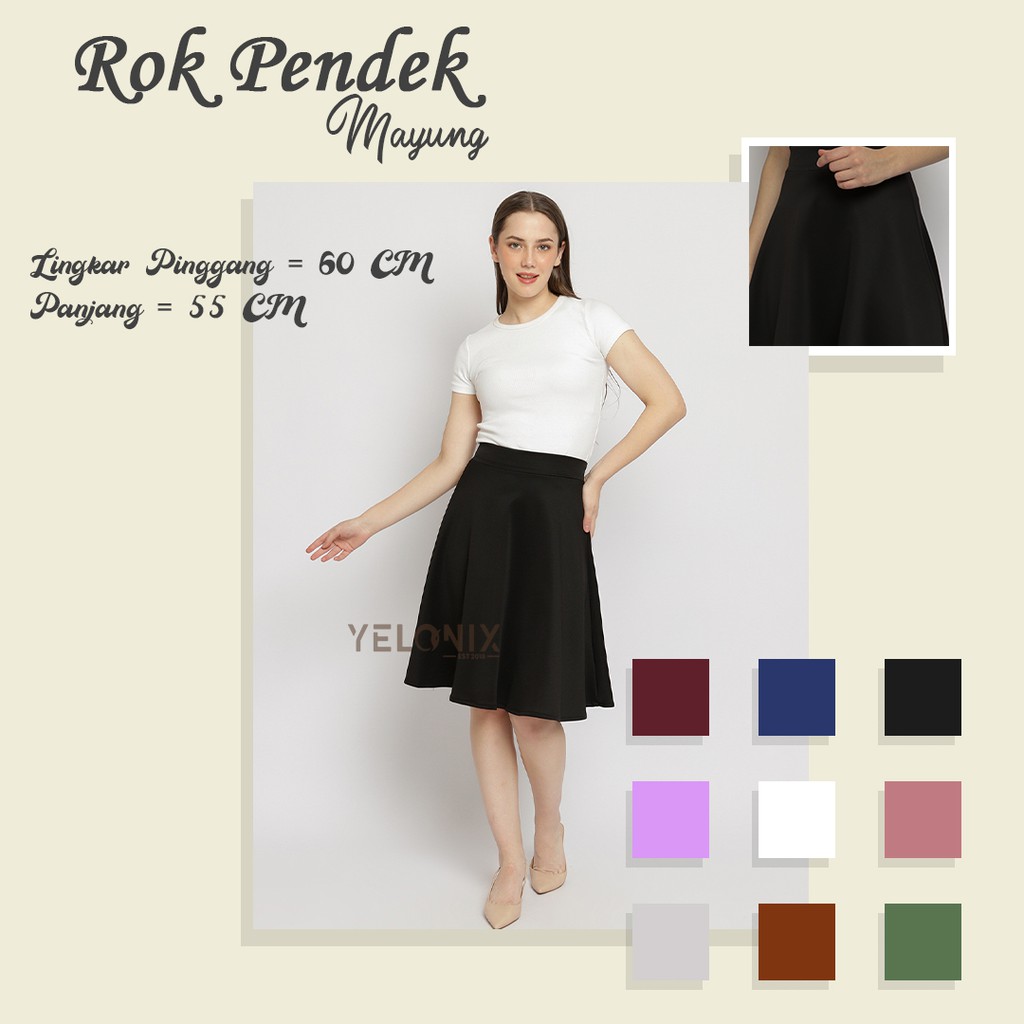 ROK FLARE SKIRT SCUBA MAYUNG LEBAR / ROK MIDI SCUBA / ROK MINI SCUBA / ROK PAYUNG JODDA A LINE SCUBA PANJANG / ROK MINI SKIRT FLARE CASUAL OLAHRAGA  - YELONIX