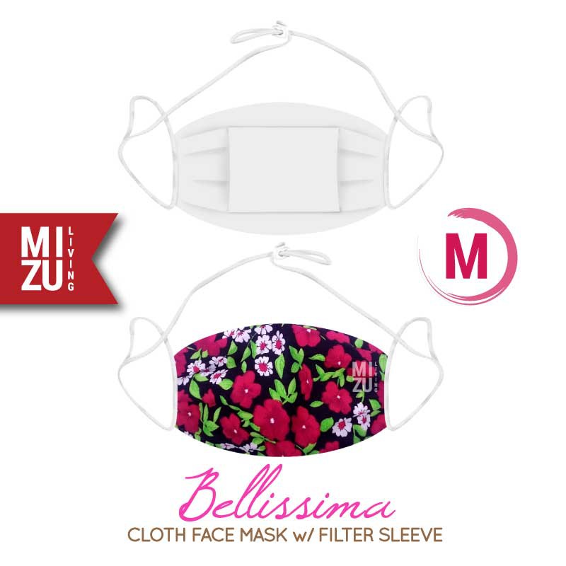 [SALE] MIZU BELLISSIMA Cloth Face Mask Masker Kain Corak Bunga 3Ply Sarung Filter NON-MEDIS REUSABLE-M