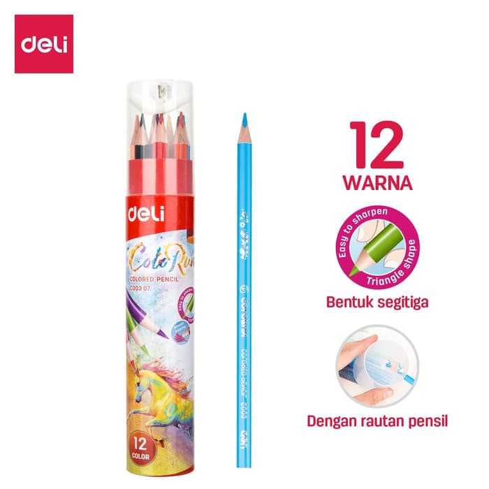 

MURAH DELI EC00307 PENSIL WARNA 12 WARNA DENGAN BONUS RAUTAN PENSIL