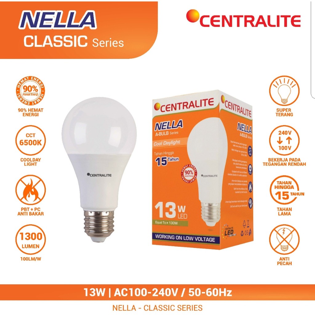 CTL Nella 13W CD Putih / LAMPU LED BULB CLASSIC 13W CTL Nella / BOHLAM CAHAYA Putih CD