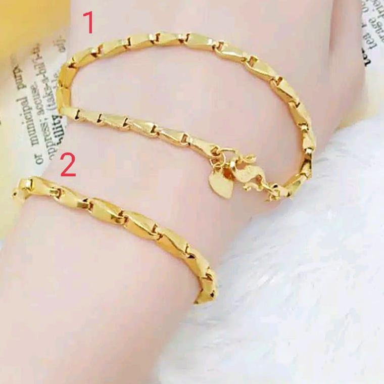 Gelang TITANIUM Model Padi Logam Emas Hongkong Realpick Anti Karat/Tidak Luntur | TLI.10Jn22r