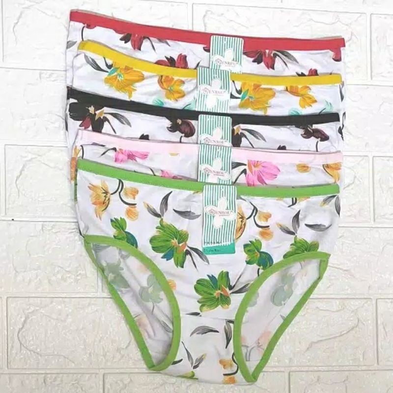 PGDA - 6pcs CD Wanita Bunga Dasar Putih Wenrou / Celana Dalam Wanita Murah Halus Lusinan