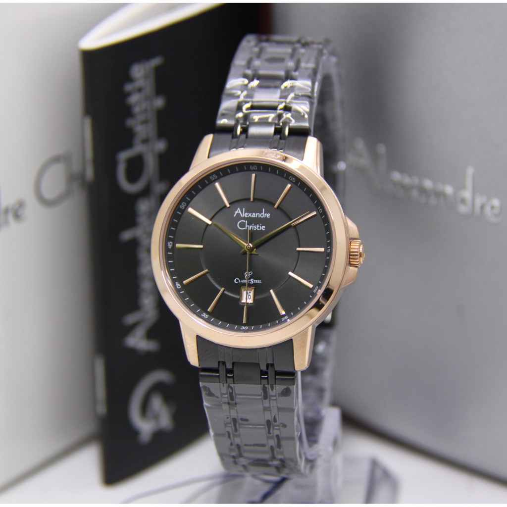 ALEXANDRE CHRISTIE 8636 BLACK ROSEGOLD WANITA ORIGINAL AC8636 AC 8636 JAM TANGAN CEWEK ARLOJI CEWEK