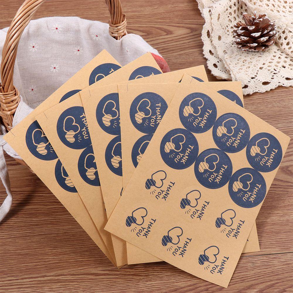Suyo 60 / 120pcs Stiker Segel Bulat Motif Hati / Tulisan Thank You Handmade Untuk Suvenir Pernikahan