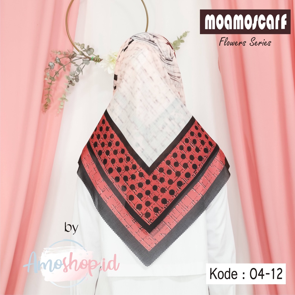 Hijab Motif Segi Empat Kerudung Voal Premium Murah Lasercut Scarf Flower Series