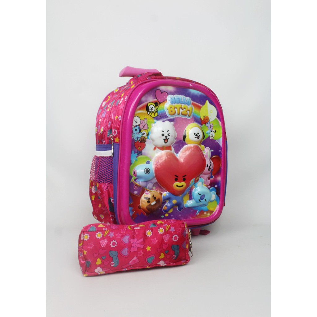 Tas Troli Anak Perempuan Tas Troli Anak Import Tas Troli Anak Sekolah SD Tas Troli Anak Reboner Tas 3D Timbul Koper Ransel Anak Sekolah Gambar Frozen Little Pony Tas Troli Dorong Tas roda anak