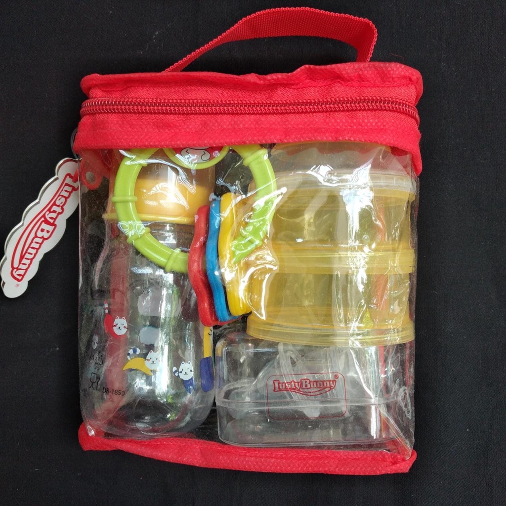 Kado Bayi LUSTY BUNNY 4 in 1 / 2in1  Bingkisan Botol Susu Bayi Lusty Bunny BK-1 Gift Baby Isi Botol susu 120ml, Dot, Mainan, Wadah susu bayi BK1 kado Bayi newborn new born baru lahir
