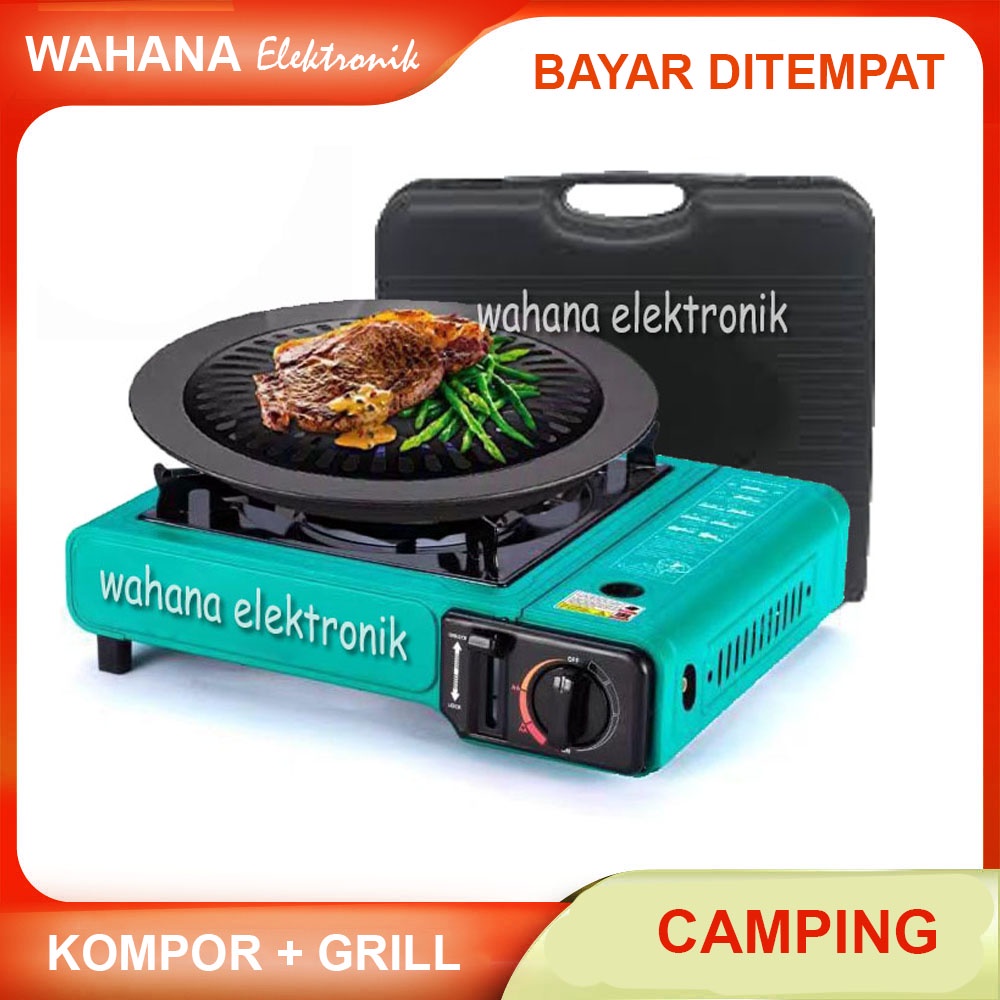 Paket kompor omicko Barbeque/BBQ Set Kompor Portable + BBQ Ultra Grill Pan