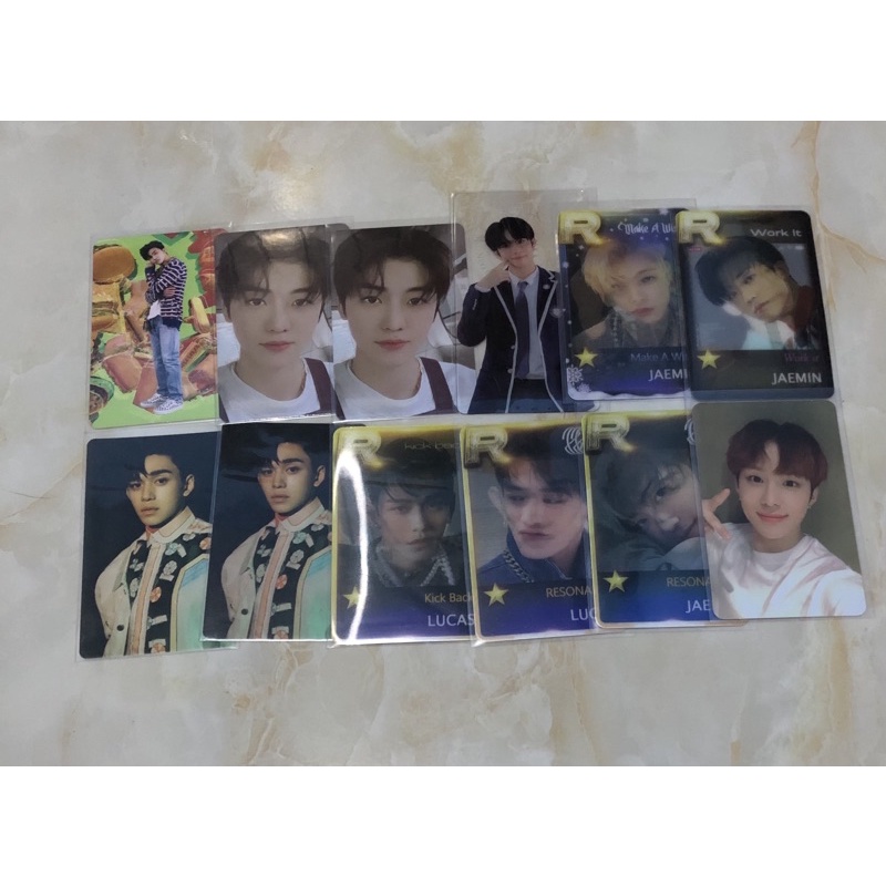 photocard jaemin cafe, ar clip jaemin ,clear bookmark jungwoo,jungwoo c ver,lenti jae,sticker lucas