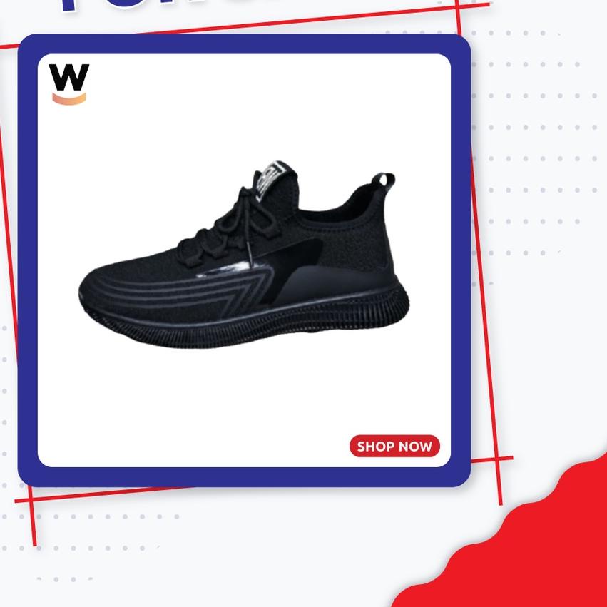 WAADOO Sport Shoes Pria E1 Sepatu Running Olahraga Hitam Polos