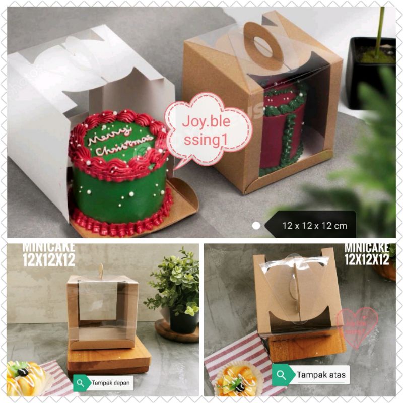 BOX polos MINI mika CAKE/KOTAK HADIAH SOUVENIR 2 toples 250 grm PER 6 pcs