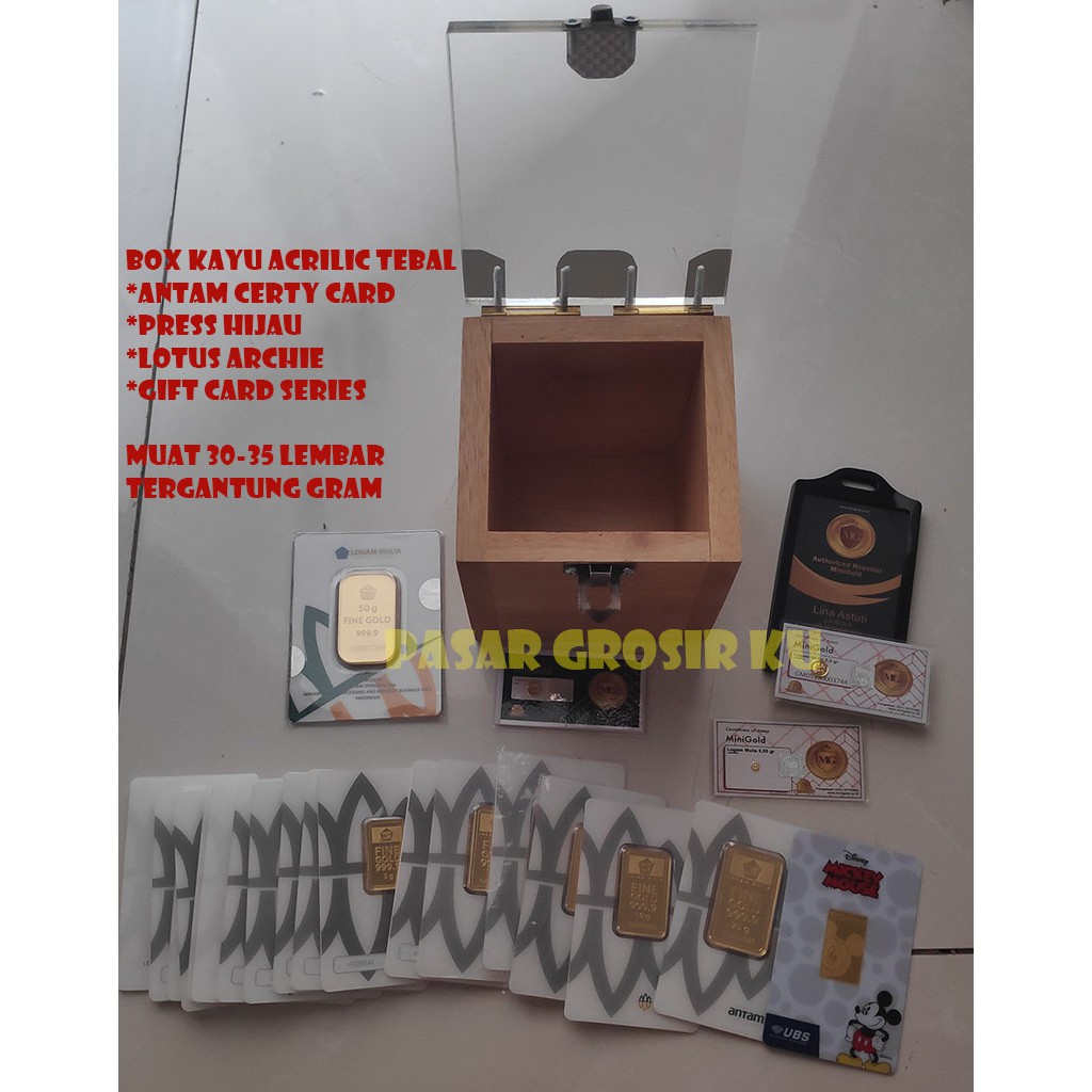 Kotak Penyimpanan Emas Antam kotak Kayu unik Engsel dengan kunci pengait, ukuran besar & Mewah
