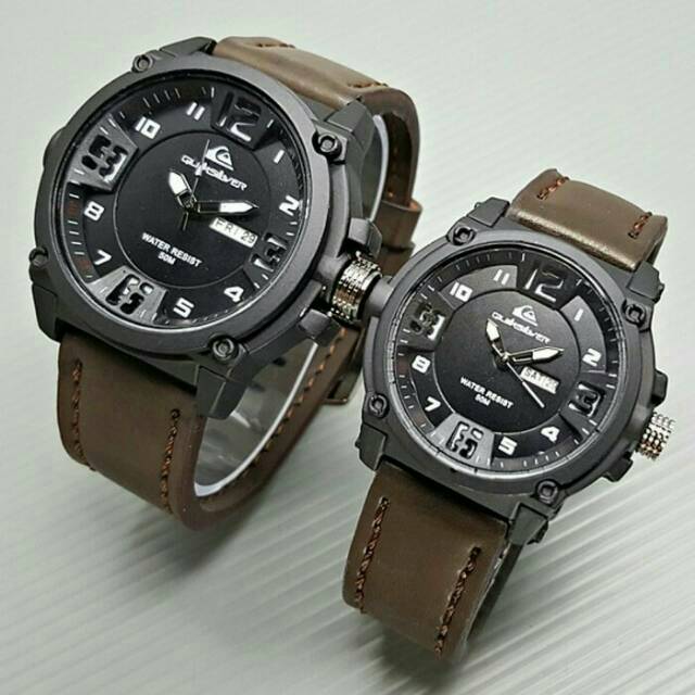 Jam Tangan Couple Quiksilver / Quicksilver Hari Tanggal Aktif Harga Sepasang