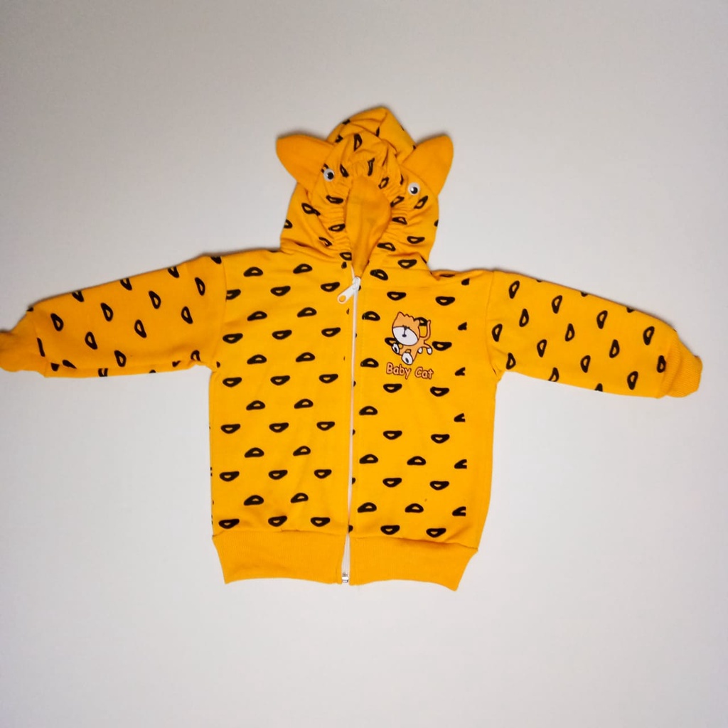 Jaket Bayi Motif Baby Cat Bahan Flecee
