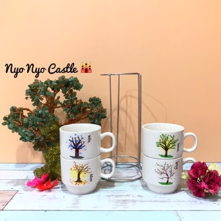 Tower Mug Set Keramik Susun Rak Gelas Stainless Medium Tower Mug Set Keramik Susun Rak Gelas Stainless Medium