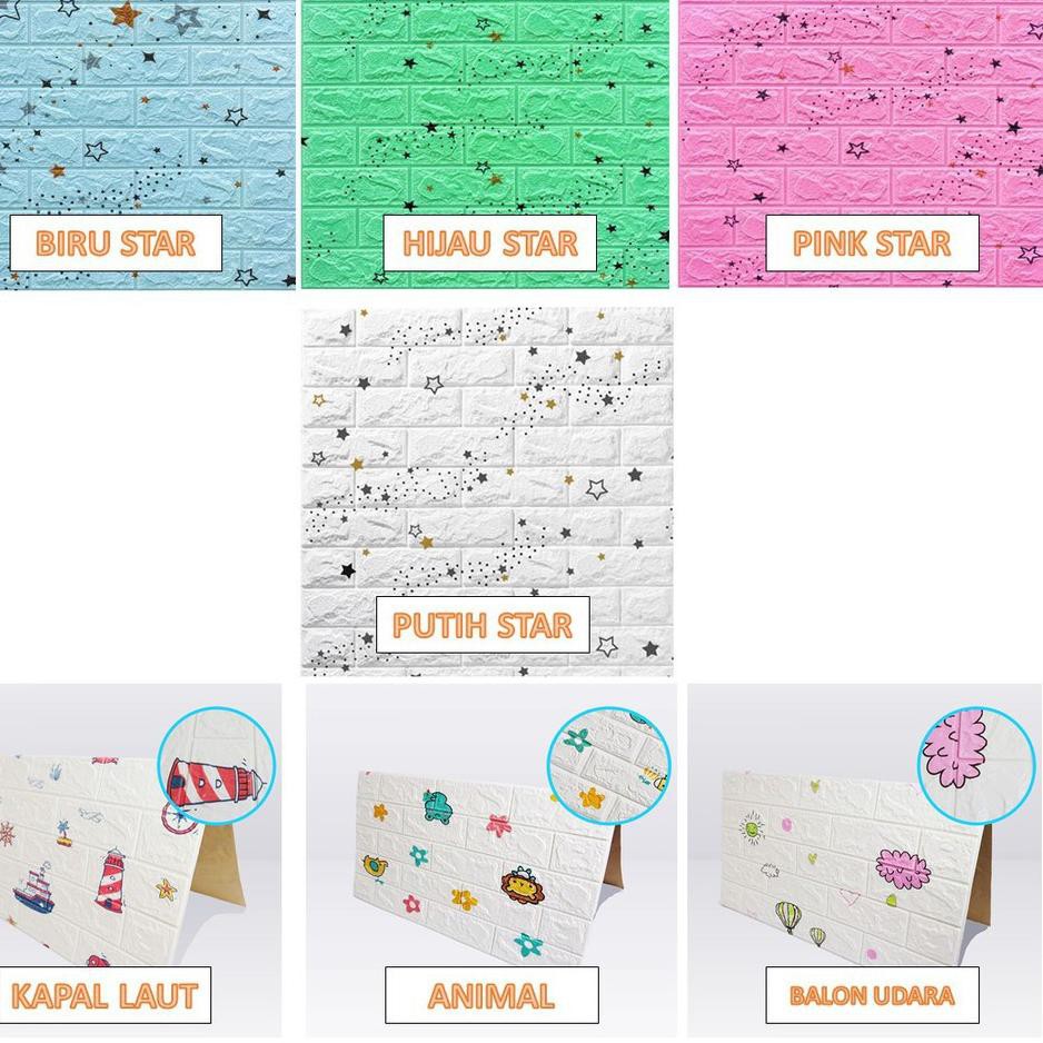 YFJ HO Wallpaper Dinding Foam 3D Motif Batu Bata Ukuran 77 x 70 CM Dekorasi Dinding Kamar Rumah➩♫ (D