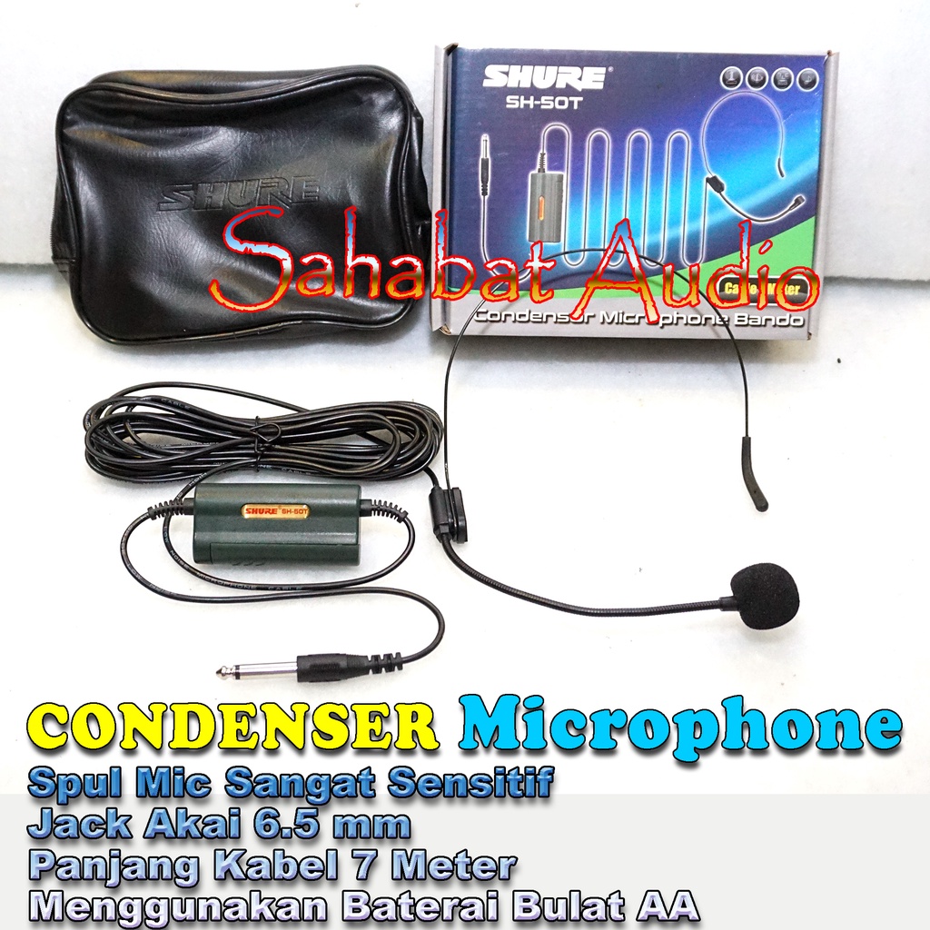 Mic Bando SH 50T / Mic Condenser Bandol SH - 50T/ Microphone Condensor Headset SH-50T Kabel 7 Meter