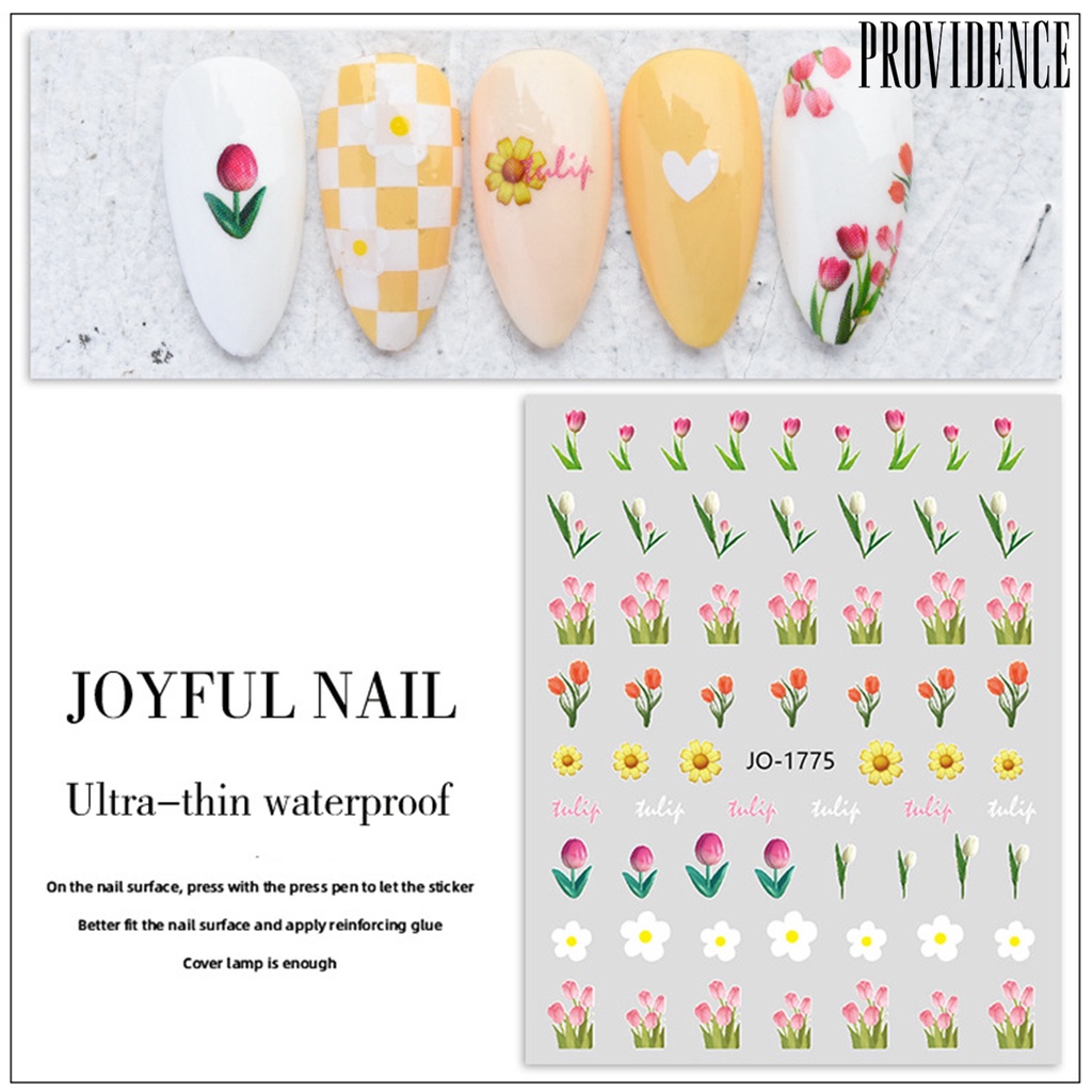 Providence Stiker Kuku DIY Gambar Bunga Tulip Untuk Nail Art