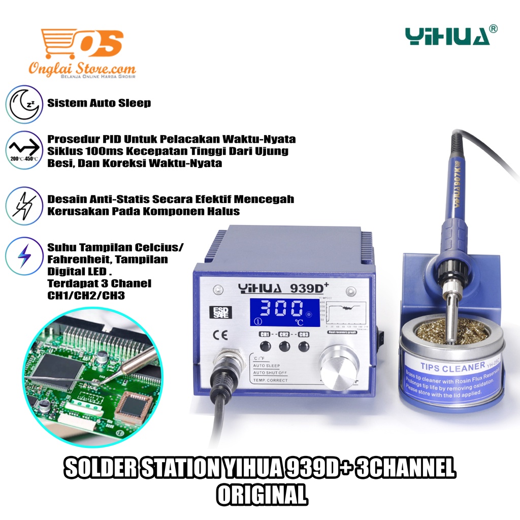 Jual Solder Station Yihua 939D+ 3 Channel Soldering Iron Digital ...