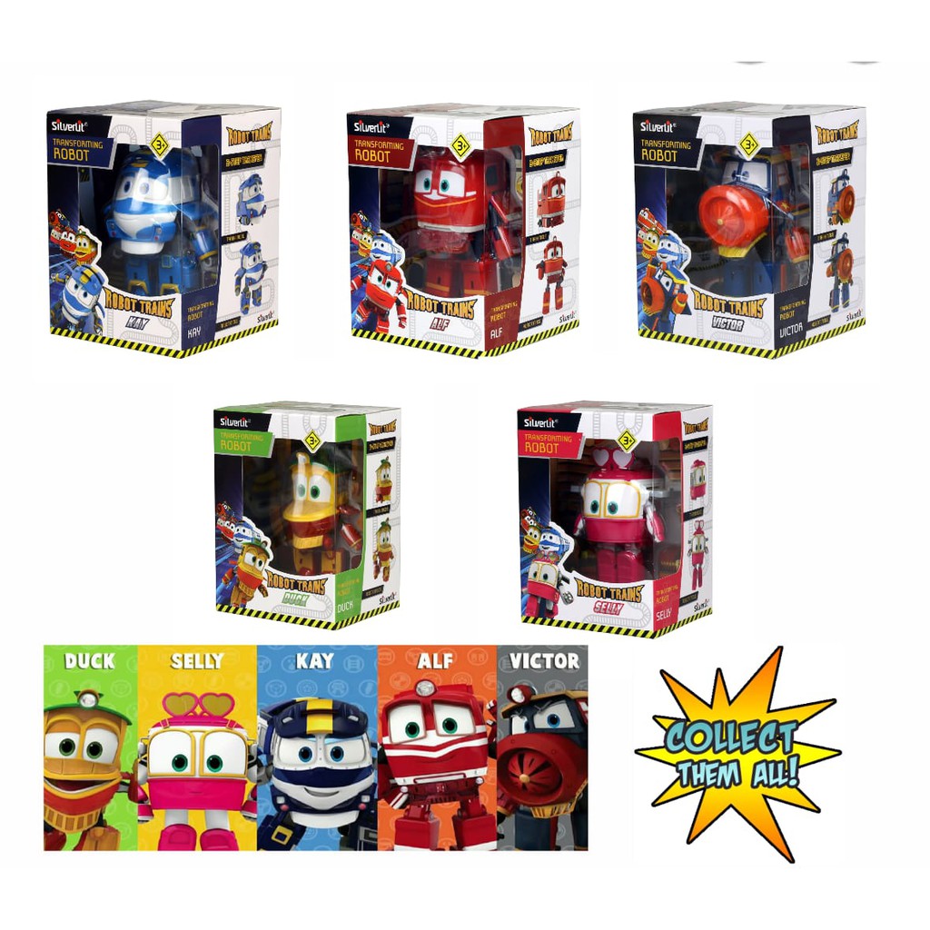 Robot Trains Transforming Robot Set 4 Inch 5pc Mainan Anak Original