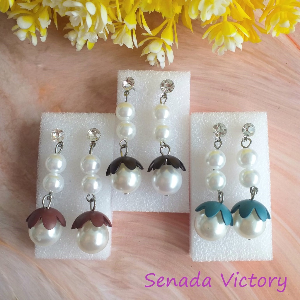 Senada Victory Anting Juntai Mutiara Mahkota Pastel SVAJ001