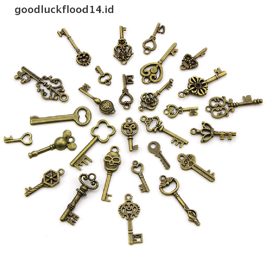 [OOID] 50PCS DIY Mixed Vintage Key Charms Pendant Steampunk Bronze Jewelry Findings ID