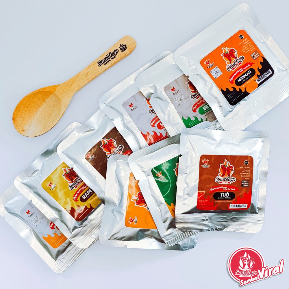 Sambal Viral Sachet 20gr, Sambal Baby Cumi, Sambal Teri Medan, Sambal Bawang, Sambal Terasi, Sambal Udang, Sambal Pete, Sambal Paru, Sambal Roa Manado, Sambal Rebon, dll