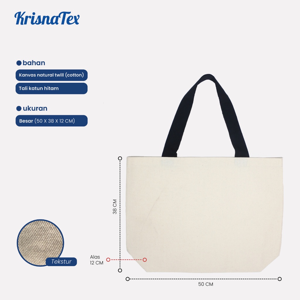 Tote Bag Alas Kanvas Natural Besar Polos - Tas Belanja Canvas Totebag