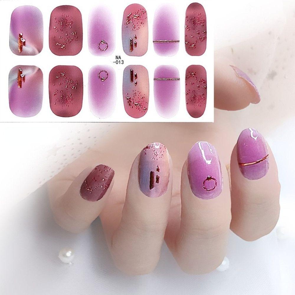 AUGUSTINA Agustina Self-Adhesive Stiker Kuku Tahan Air Rusak Berlian Imitasi Salon Kuku Nail Art Slider Relief Patung DIY Kuku Decals