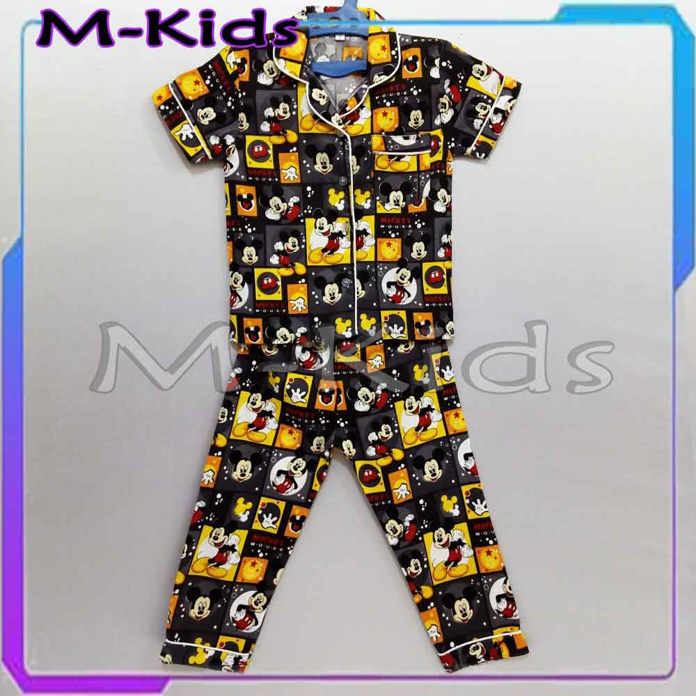 MKids88 - Baju Setelan Katun Piyama Anak Gambar Mickey Doraemon Hello Kitty