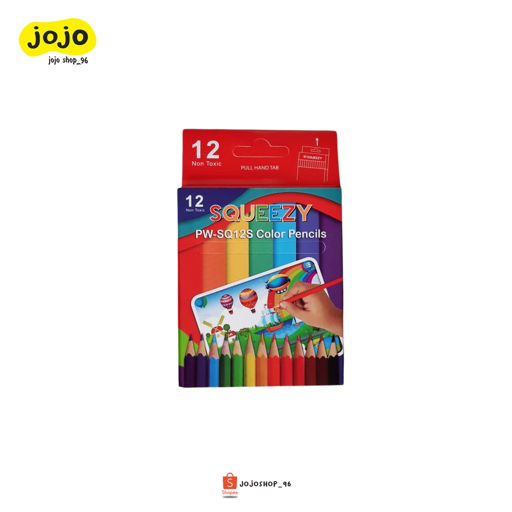 

Pensil 12 Warna SQUEEZY PW-SQ12S Pendek