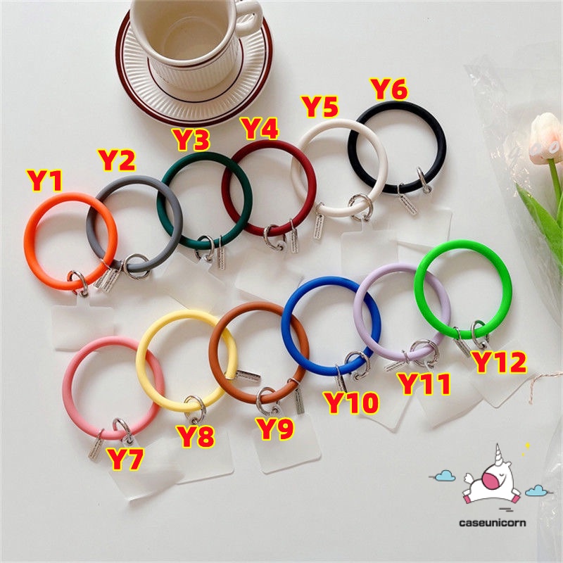 Tali Lanyard Gantungan Kunci Anti Hilang Bahan Silikon Warna Macaron Untuk Case Handphone Universal