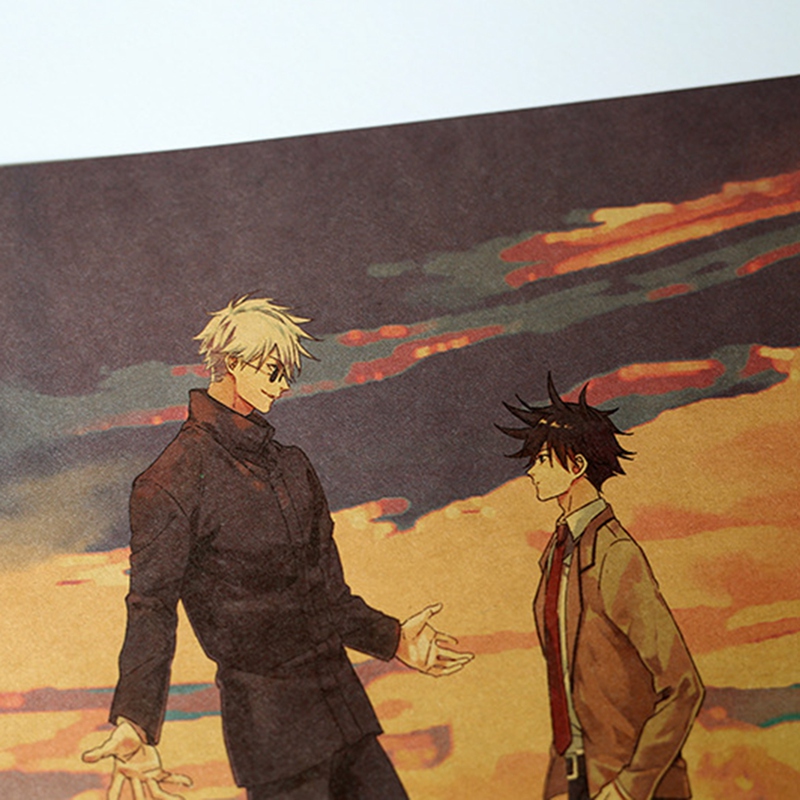 Poster Lukisan Dinding Desain Anime Jujutsu Kaisen Bahan Kertas Kraft Untuk Dekorasi Ruang Tamu-5