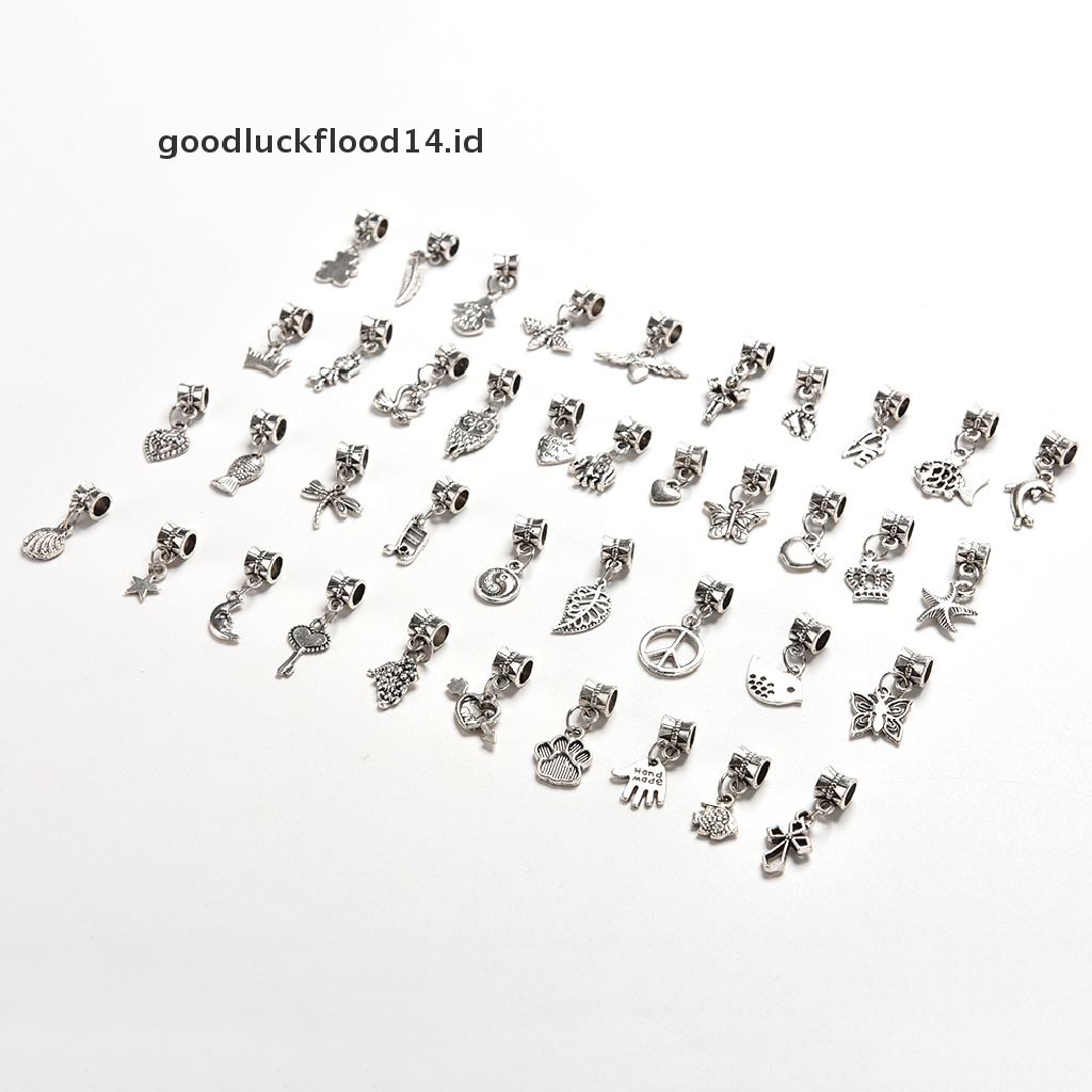 [OOID] 40pcs Lots Wholesale Tibetan Silver Charm Beads Fit European Chain Bracelet Hot ID