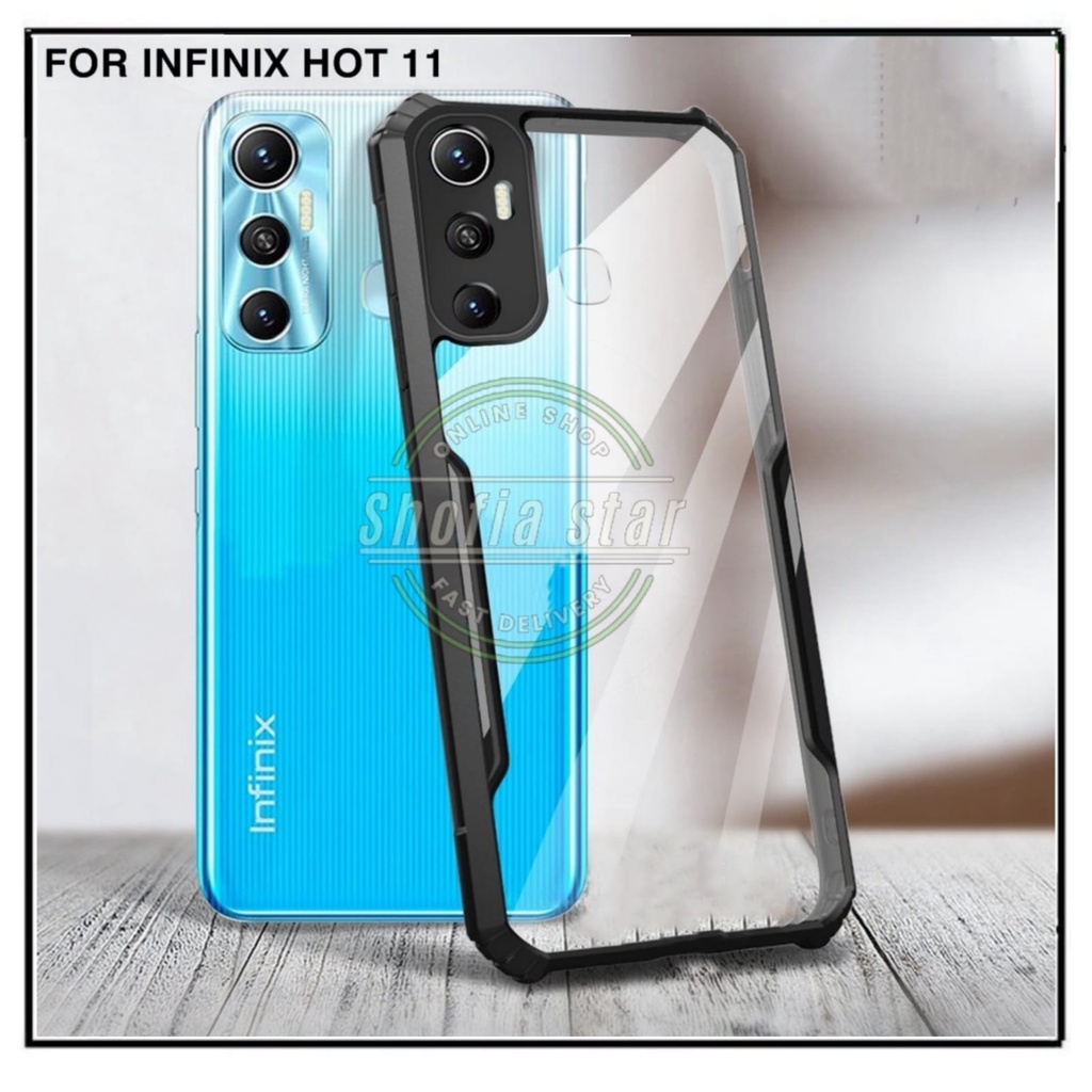 4IN1 CASE INFINIX HOT 11 11S SHOCKPROOF TRANSPARAN CAMERA PROTECT CASING