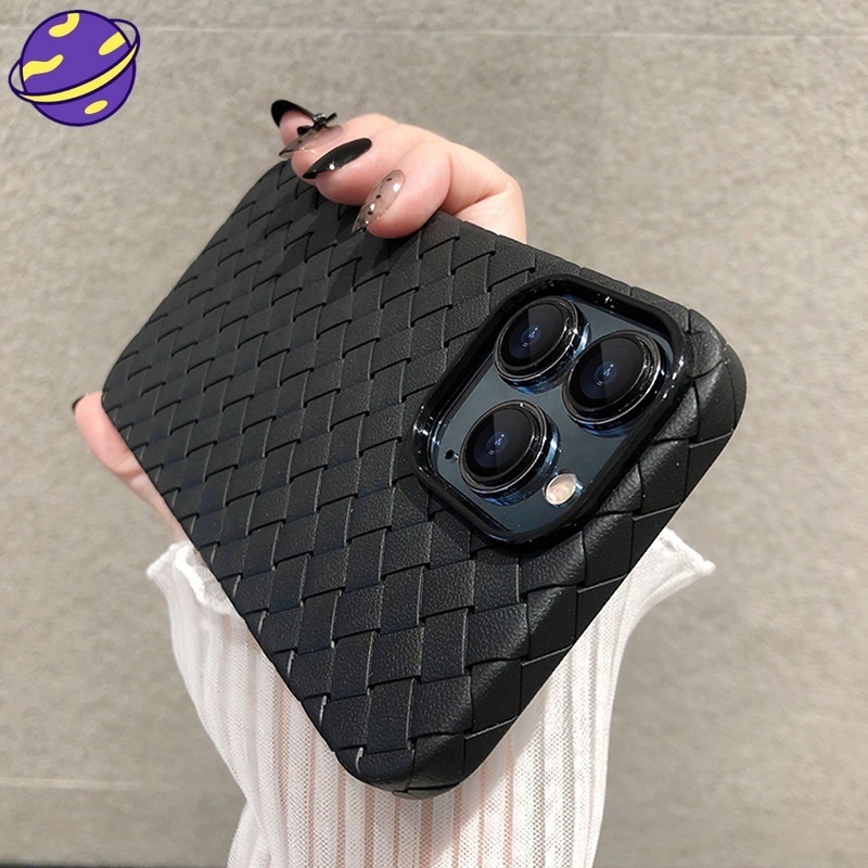 Soft Case Bahan Silikon Tekstur Kulit Woven Untuk iPhone 11 Pro X XS MAX XR 6 6S 7 8 Plus