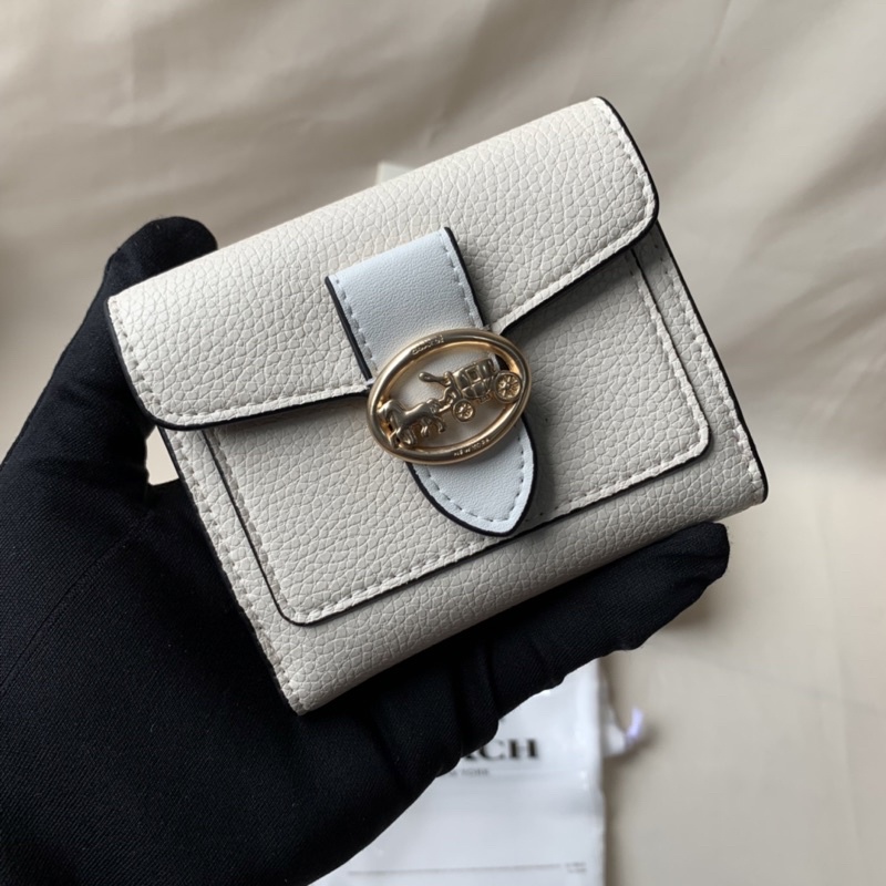 Coach Georgie Small Wallet In Signature Pebble White (C6654)