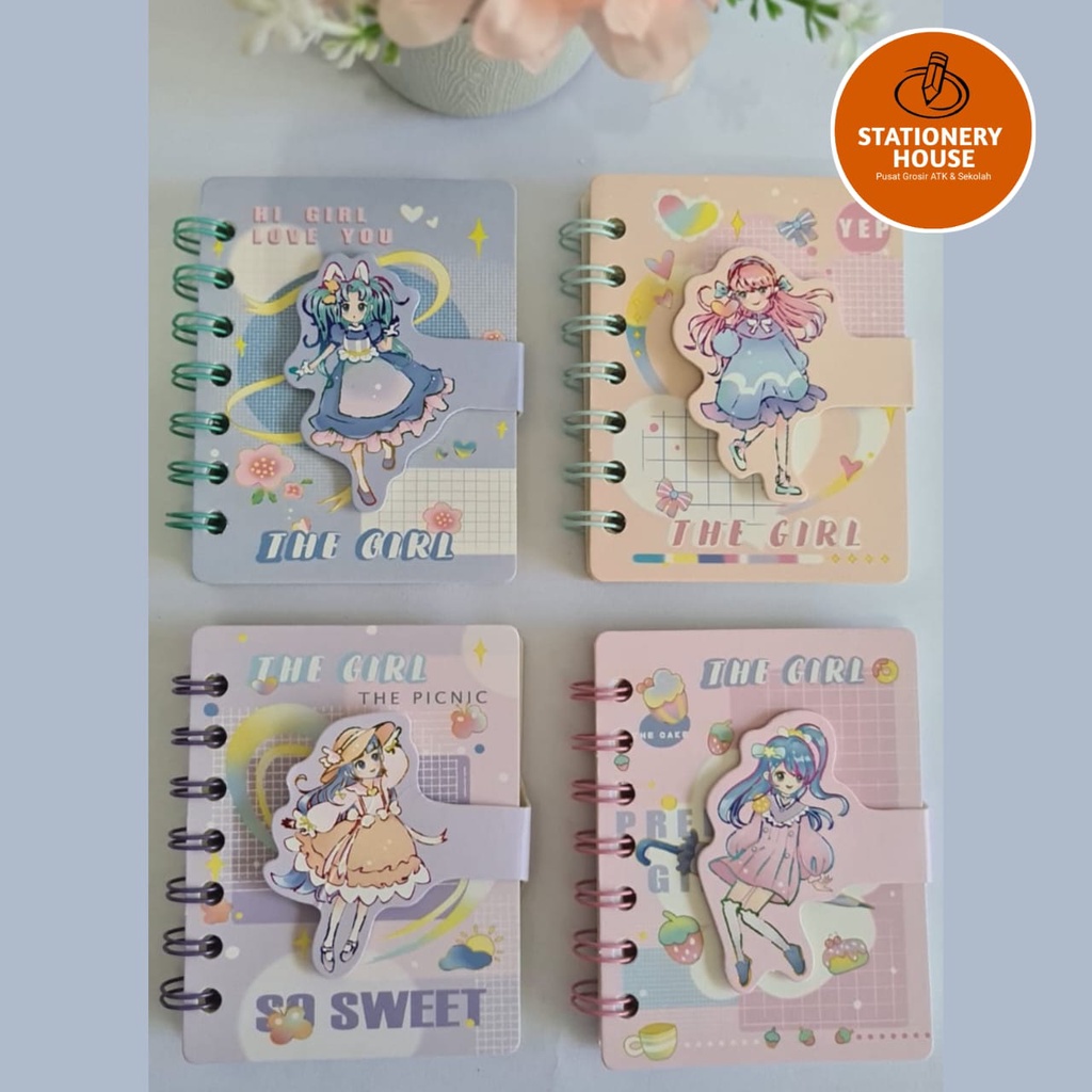 

BUKU CATATAN / Notebook Ring Motif / Jurnal Memo / Buku Catatan Mini / Notes Ring THE GIRL