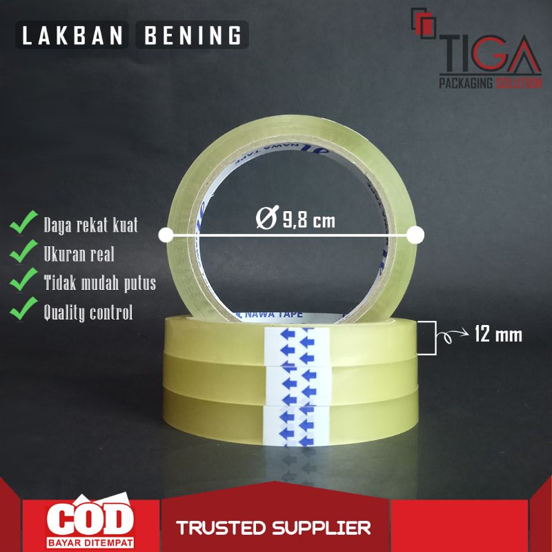 

Lakban Bening 12 mm Real/Daya Rekat Kuat/Murah/1 Kg Muat 24 Pcs