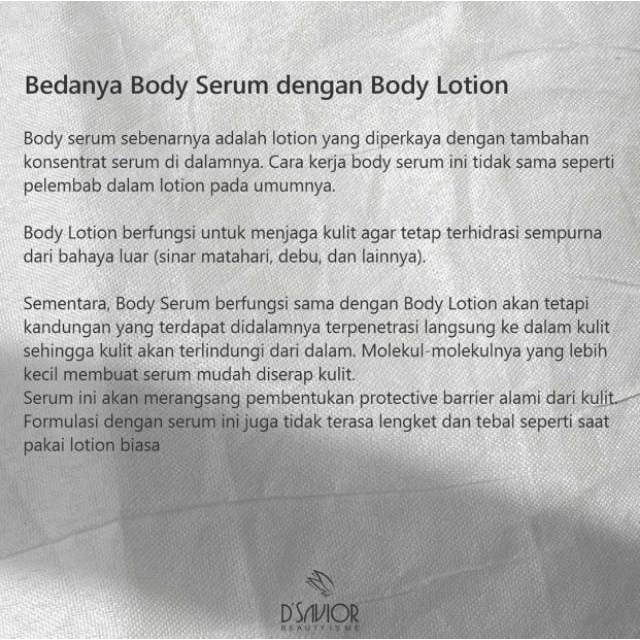 Dsavior Body Whitening Serum Lotion Pemutih Kulit Badan