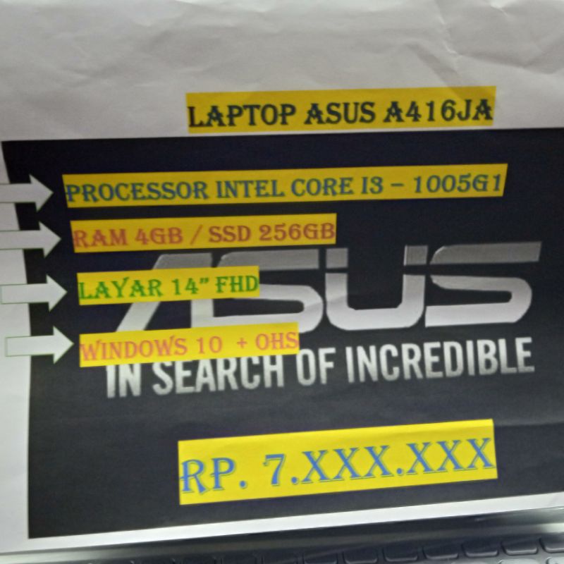 ASUS A416JA I3 1005G1 4GB SSD 256GB