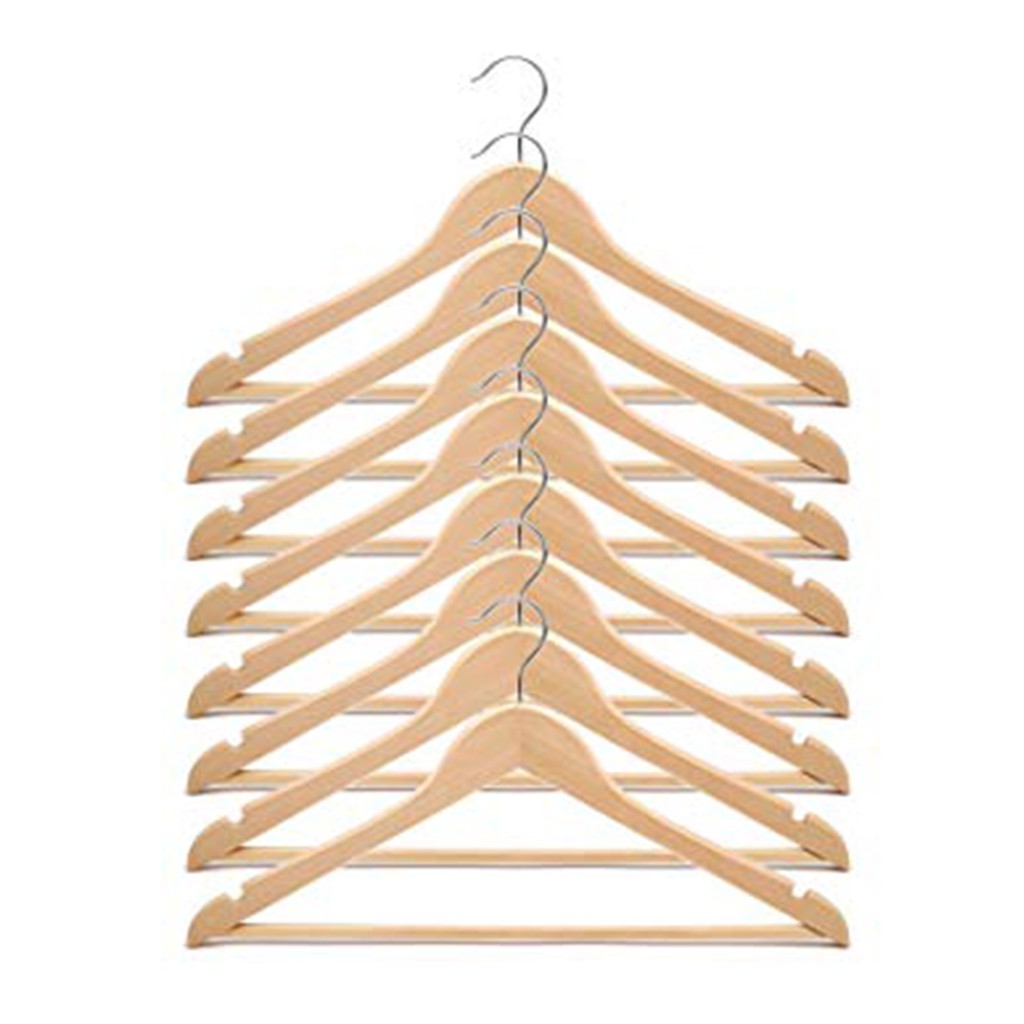 BUMERANG Gantungan  baju  hanger dari kayu  alami set isi 8 