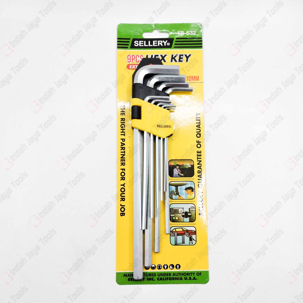 SELLERY 58-532 Kunci L Set 9 Pcs Extra Long Panjang  - Hey Key Set