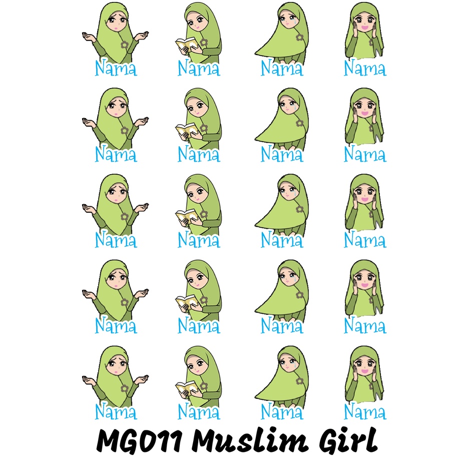 

Sticker Nama Cutting Label Waterproof Tahan Air Muslim Girl 11 (MG011)