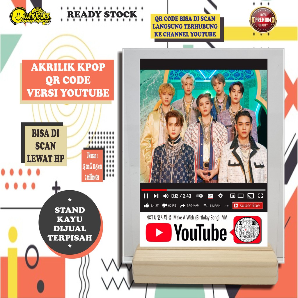 AKRILIK KPOP QR CODE YOUTUBE SCAN (READY STOK) BARU...