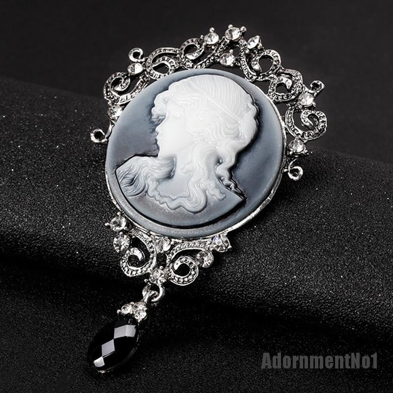 (Adornmentno1) 1pc Bros / Pin Gaya Victoria Motif Cameo Aksen Kristal Untuk Aksesoris Wanita / Pesta Pernikahan